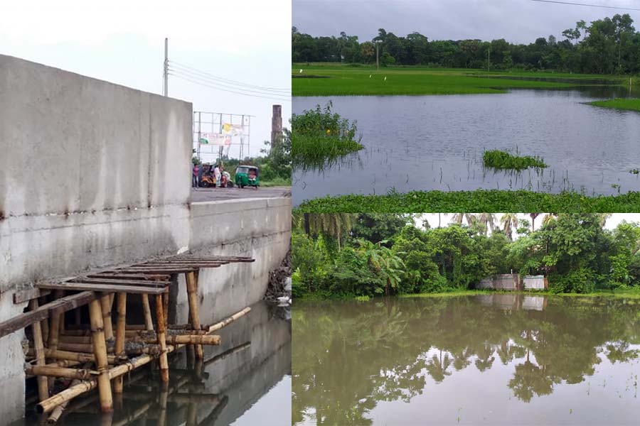 লালমাইয়ে মহাসড়কের কাজে ধীরগতি, পানি নিষ্কাশনের পথ বন্ধে জলাবদ্ধতার সৃষ্টি