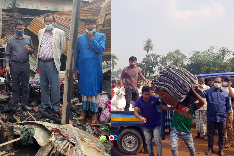 দৌলতপুরে অগ্নিকাণ্ডে ক্ষতিগ্রস্ত পরিবারের মাঝে এড. টুটুলের কম্বল ও খাদ্য সামগ্রী