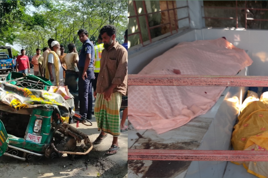 বাস চাপায় দুমড়ে মুচড়ে গেলো অটোরিকশা : মা ও শিশুসহ চারজন নিহত